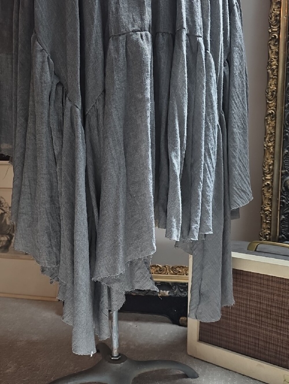 Flowing Gray Women's Tiered Boho Skirt